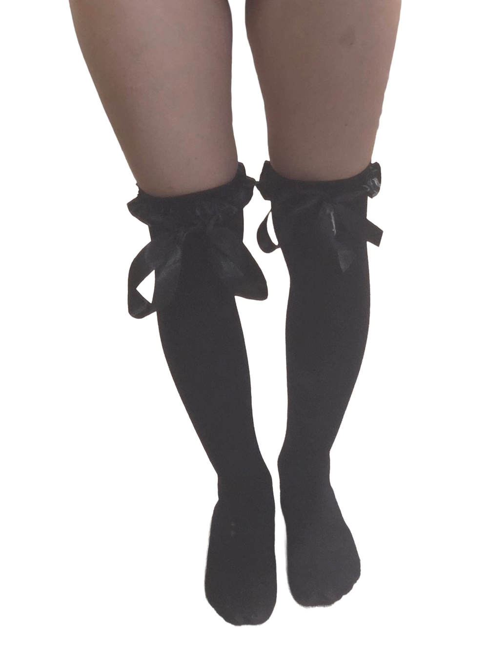Black Over the Knee Bow Stockings